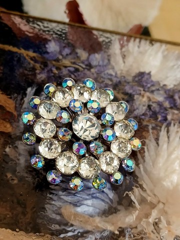 vintage jewelry  典雅水色萊茵花卉 胸針 別針
