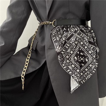 復古腰鏈女士腰果鏈條拼接褲子絲巾腰帶金屬掛件搭配裙子時尚