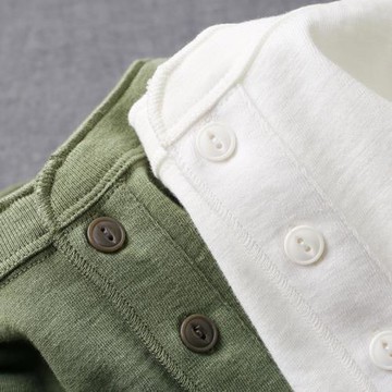 老織機系列  210g重磅竹節棉短袖T恤 阿美咔嘰亨利領筒織柔軟打底