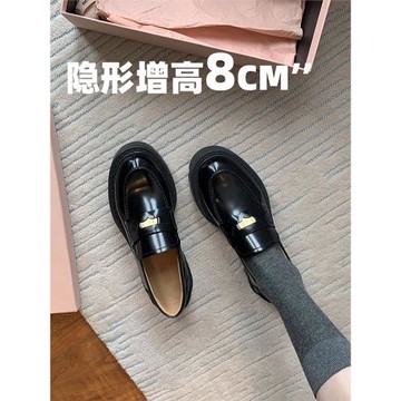 厚底內增高樂福鞋英倫風學院JK配裙小皮鞋女一腳蹬復古小碼單鞋33