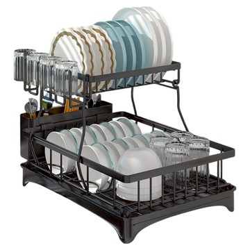 小麥購物 2層碗盤收納瀝水架 L2908  2層  1個  黑色