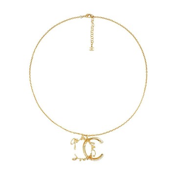 Chanel 展示品 Mark Gabrielle 標誌鑲鑽雙C造型項鍊(金)