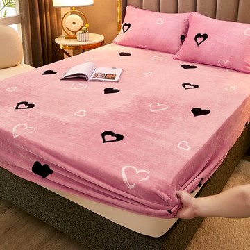 珊瑚絨床笠單件加厚牛奶法蘭絨床墊保護套席夢思防滑固定床套床罩