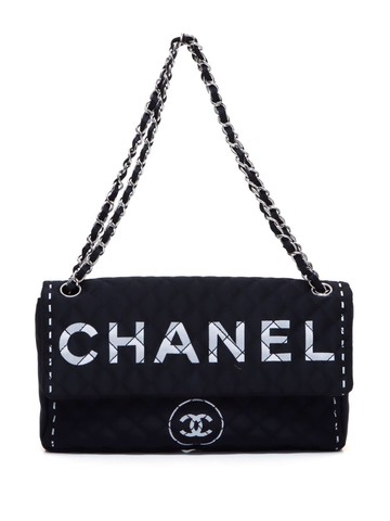 CHANEL Pre-Owned - 2011 logo-print diamond-quilted shoulder bag - women - Nylon/Silver Plated - One Size - Black