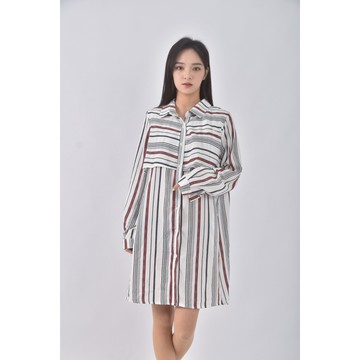 (L) orangebear質感條紋白色洋裝二手衣