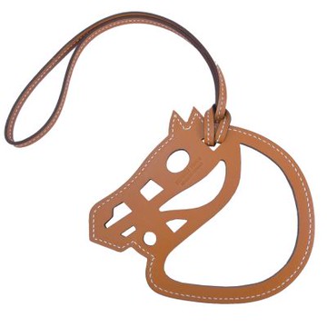 Hermes 愛馬仕 Paddock Cheval Veau Butler 馬頭雙色鏤空吊飾(咖)