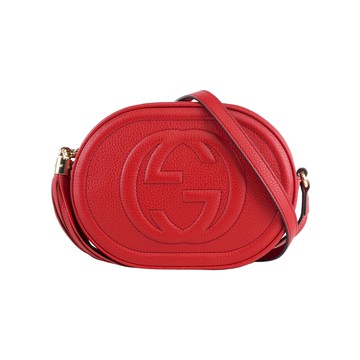 GUCCI SOHO 系列流蘇橢圓造型拉鍊斜背包(紅色)