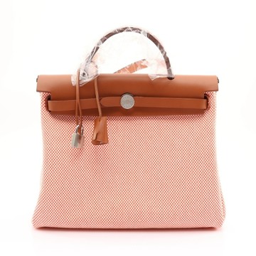 HERMES 愛馬仕 Herbag 31 兩用包 橘色 Toile帆布 K刻 銀扣 H079092 【二手名牌BRAND OFF】