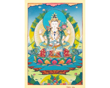 加持的觀世音菩薩唐卡－傳統金剛乘慈悲本尊