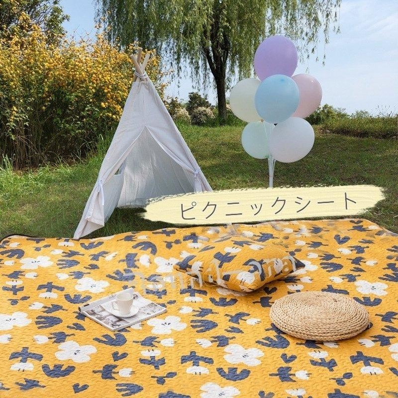 大人気定番商品 黄色 大判レジャーシート 厚手 防水 折畳 ピクニック レジャー キャンプ 撥水