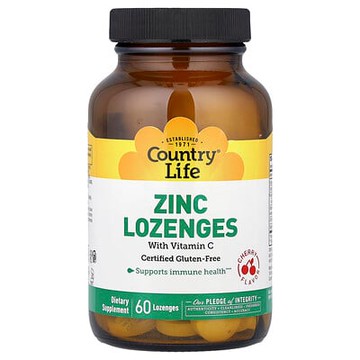 Country Life, 維生素 C 鋅含片，櫻桃，60 片含片