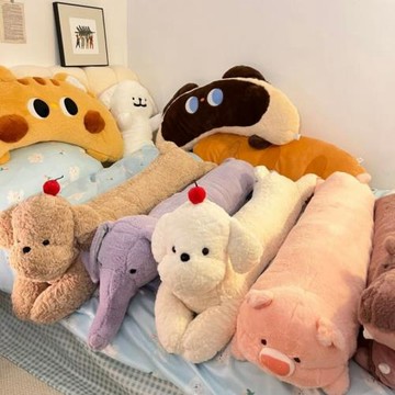 粉豬長條抱枕可愛河馬兔子毛絨玩具床上女生夾腿側睡玩偶元旦禮物
