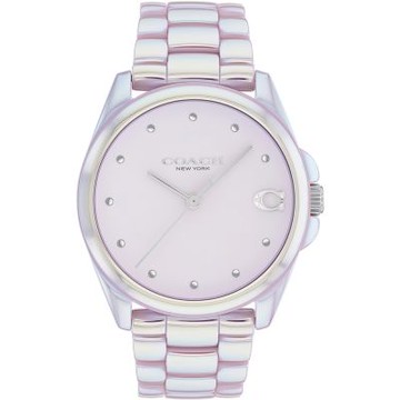 COACH 官方授權 Greyson 時尚珍珠粉紅陶瓷錶-女錶(CO14504391)36mm