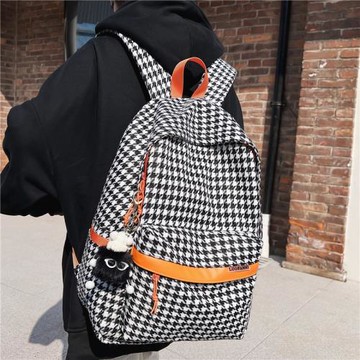 書包女大學生千鳥格大容量背包初中生高中生韓版原宿中學生雙肩包
