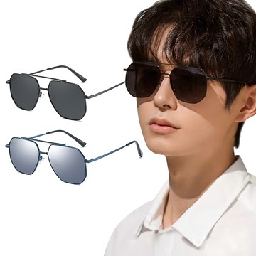 【ALEGANT】時尚典範飛官寶麗來偏光墨鏡/UV400太陽眼鏡/黑曜/藍影