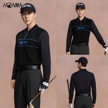 HONMA 本間高爾夫 男款長短袖polo衫 運動機能服 2025秋冬新款 日本高爾夫品牌(L-XXL黑色HMLQ705R117)