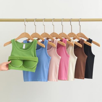 帶胸墊瑜伽服背心女一體式訓練普拉提健身文胸無袖上衣運動內衣