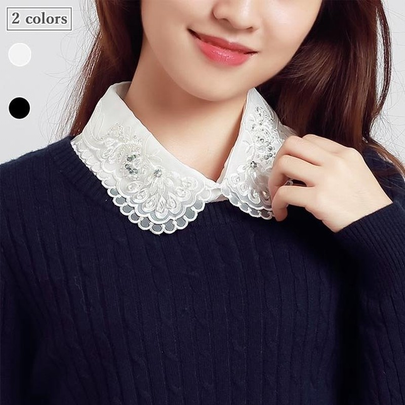 付け襟 刺繍 付け衿 ダイヤ レディース つけえり 可愛い レトロ シフォン シャツ襟 ブラウス衿 通販 Lineポイント最大1 0 Get Lineショッピング