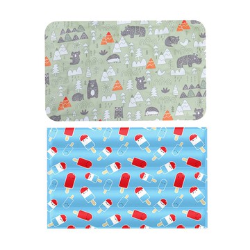 【摩達客】清涼凝膠軟冰涼墊超值二入組（藍色冰棒S號x1＋綠色森林S號x1）-夏日解暑首選熱銷品 _廠商直送