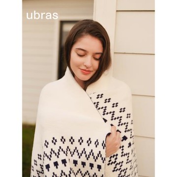 ubras半邊絨家居蓋毯秋冬加厚絨菱格保暖2024新款辦公室披肩男女