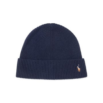Polo Ralph Lauren RL 熱銷刺繡小馬羊毛毛帽-深藍色