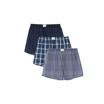 GIORDANO 男裝寬鬆四角褲(三件裝) - 64 靛藍格紋