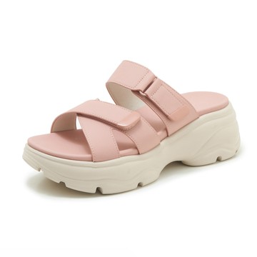 涼鞋 俐落交叉釋壓厚底涼拖鞋(粉)＊anan【18-M3266-7pk】【現貨+預購】