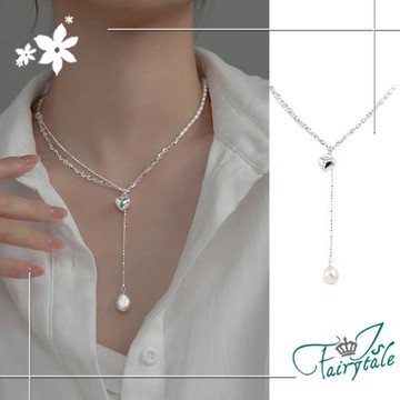 【伊飾童話】巴洛克愛心＊不對襯珍珠流蘇項鍊