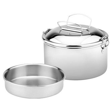 ZEBRA THAILAND 圓形雙層提耳式便當盒 14cm 900cc Simple II SUS304不鏽鋼  銀色  不鏽鋼 銀色  1個