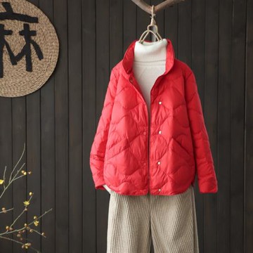 短款羽絨服女冬季2025新款時尚洋氣寬松輕薄款立領白鴨絨保暖外套