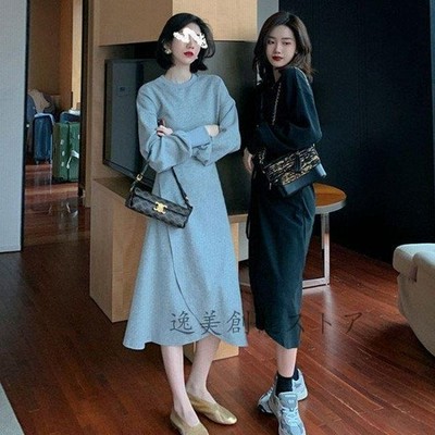 お待たせ感謝sale ワンピース レディース ファッション 代 30代 40代 50代 スカート 女性 カジュアル 春 秋 スウェットワンピ ラウンドネック 長袖 通販 Lineポイント最大get Lineショッピング