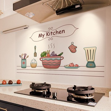 @防油瓷貼紙多功能廚房透明自粘臺磚油煙貼耐高溫防水灶櫥柜裝飾