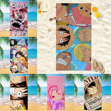 海賊王沙灘巾跨境超細纖維數碼印花沙灘巾游泳浴巾卡通洗澡浴巾