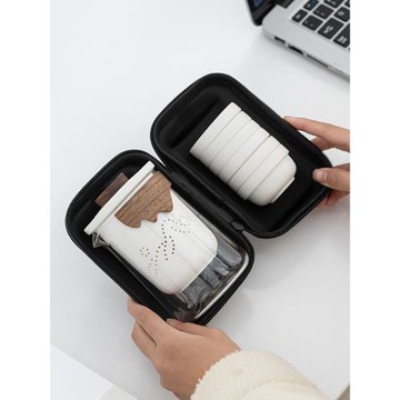 旅行茶具套裝便攜式陶瓷快客杯一壺六杯泡茶器戶外露營隨身喝茶杯