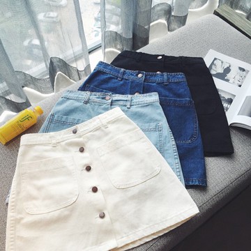 春夏季女裝高腰顯瘦a字短裙包臀牛仔裙半身裙女一步裙學生裙子