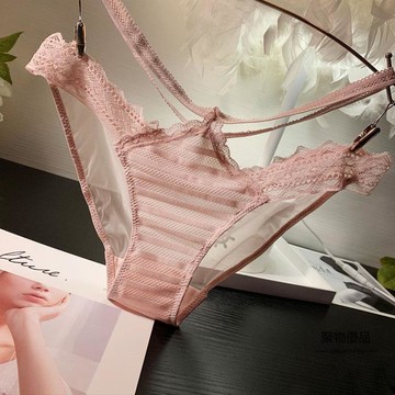 綁帶蕾絲內褲女士性感低腰網紗鏤空透明透視三角褲夏季薄款【聚物優品】