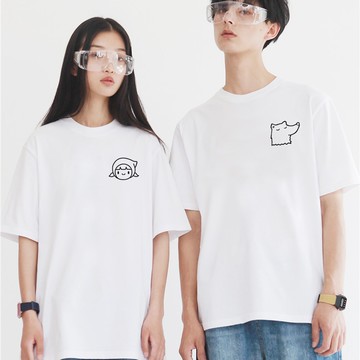 左胸 小紅帽 大野狼 短T 3色 情侶T 短tee 衣服 寬鬆 情侶裝 班服 團體服