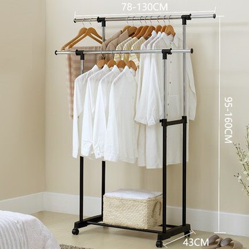 溢彩年華折疊落地曬衣架不銹鋼伸縮晾衣架升降雙杆簡易單杆掛衣架