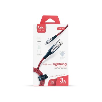 【廠商直送】鋅合金充電傳輸線-AtoL-3A-紅-1m