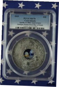 アンティークコイン NGC PCGS Apollo 50th Ann .999 Silver 3oz MS70