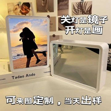 LED发光镜子画 客制化相片镜子灯 夜灯摆饰 房间装饰 卧室氛围灯 情侣送礼 圣诞交换礼物 开店摆设 USB供电镜面灯