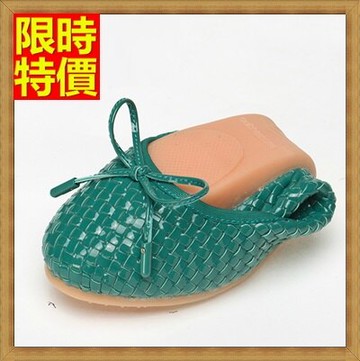 女圓頭休閒鞋懶人鞋-氣質優雅蝴蝶結淺口編織摺疊平底鞋4色66w10【獨家進口】【米蘭精品】