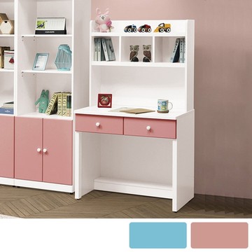 Boden-尼可3尺二抽書架型書桌(上+下座-兩色可選)-91x55x161cm