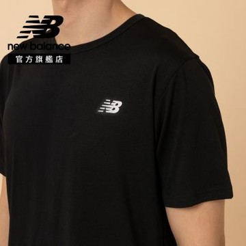 【New Balance】排汗LOGO短袖上衣_男性_黑色_MT61O0U4BK