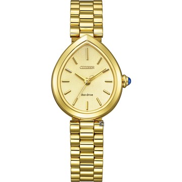 CITIZEN L Rainell 系列 光動能 水滴型腕錶 女錶 手錶-金色 EM1202-50P