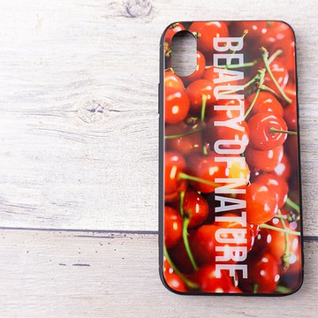 適用於多種裝置的玻璃智慧型手機外殼 [Cherry] Cherries Fruits Fruits iPhone Android JI08U