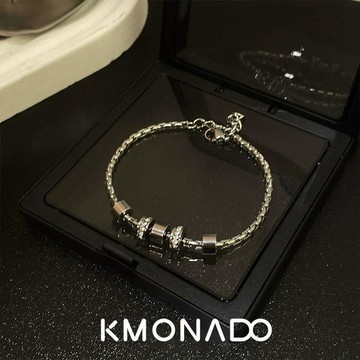 【鈦鋼不掉色】KMONAD 鈦鋼手鍊 閃鑽圓環手鍊 嘻哈風 男手鍊 小衆設計 禮物 手腕配飾 手鏈 鈦鋼手鏈 設計 手環
