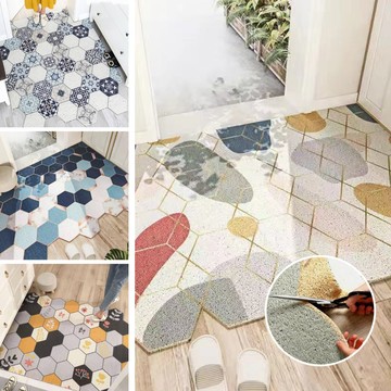 可自由剪裁去泥刮沙彈力絲圈地墊80x120cm - 波西米六角80x120cm