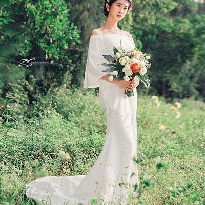 人気 ウェディングドレス 前撮り 披露宴 ブライダル ロングドレス 大きいサイズ大人 マキシ丈 海外旅行 写真撮影ドレス オフショルダー白 ワンピース 花嫁 通販 Lineポイント最大get Lineショッピング