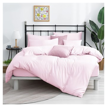 Blue Cat 藍貓 台製素色天絲纖維兩用被套床包  粉芋  3.5尺